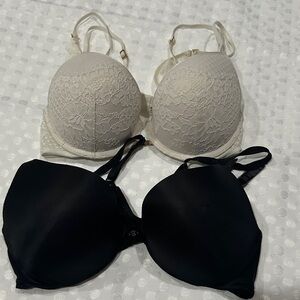 Victoria's Secret & Aerie Cream Lace Push -Up Bra Duo